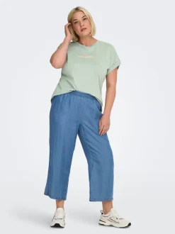 CARCHARIS Krój cropped Spodnie z szeroką nogawką
