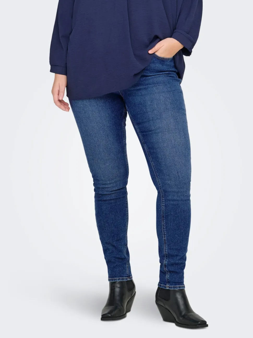 CARCRUZ Wysoka talia Krój skinny Do kostek Jeans