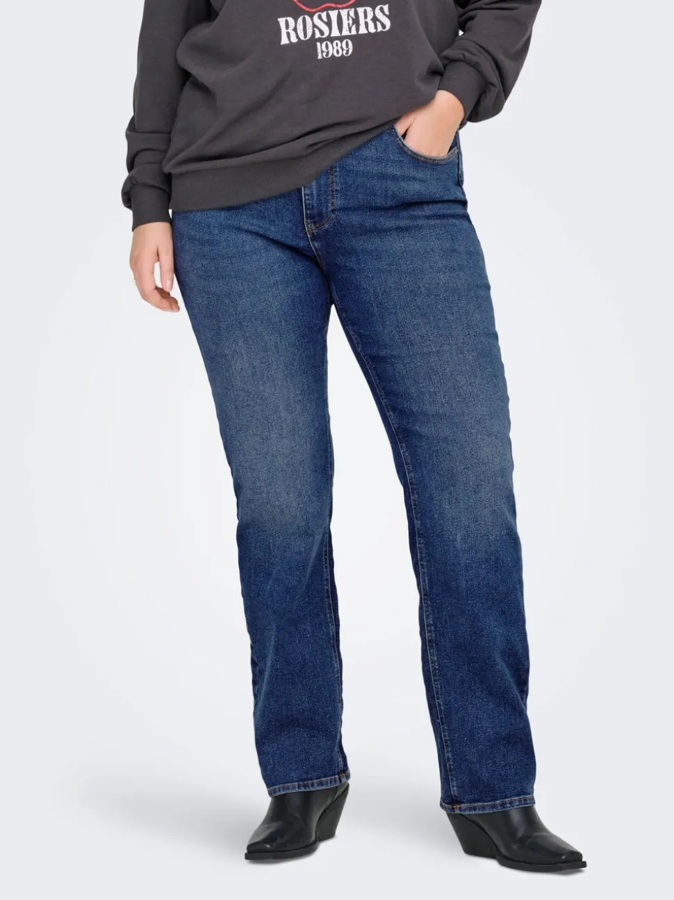 CARCRUZ Wysoka talia Krój Straight Jeans