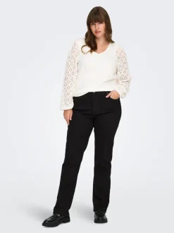 CARCRUZ Wysoka talia Krój Straight Jeans