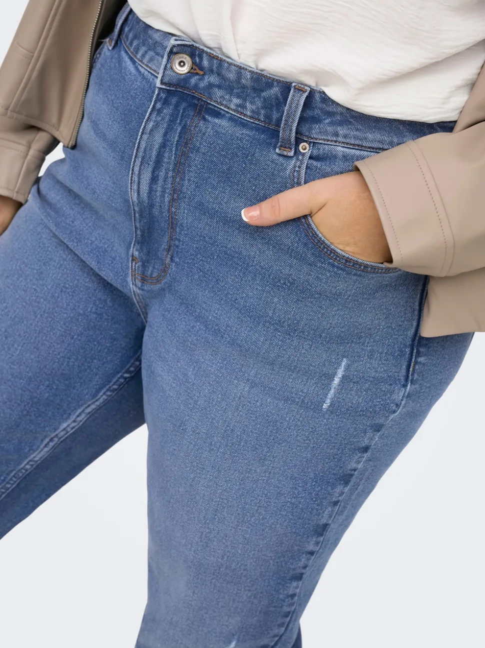 CAREMILY Wysoka talia Krój prosty Do kostek Jeans