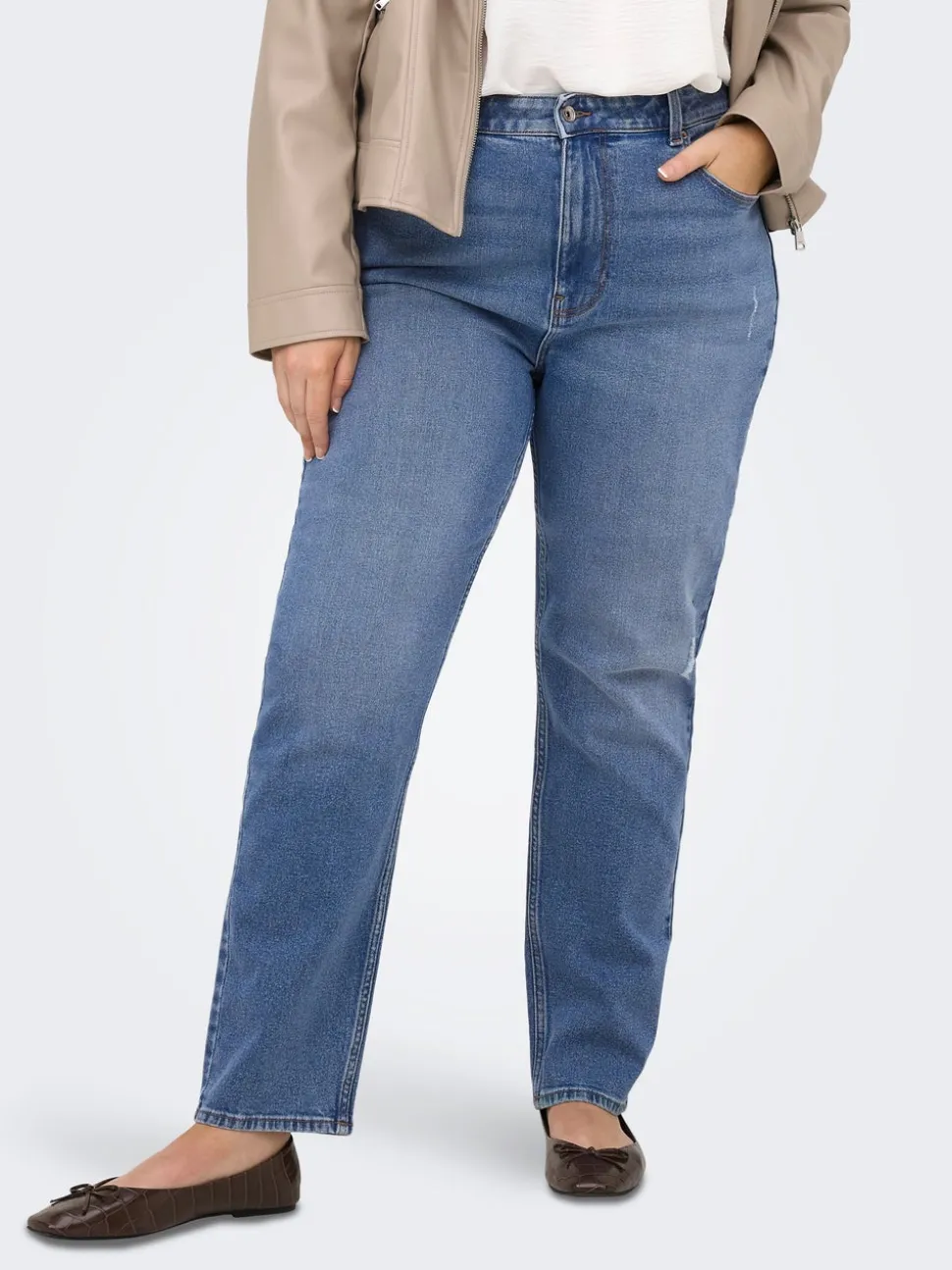 CAREMILY Wysoka talia Krój prosty Do kostek Jeans