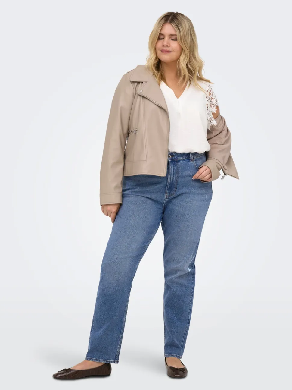 CAREMILY Wysoka talia Krój prosty Do kostek Jeans