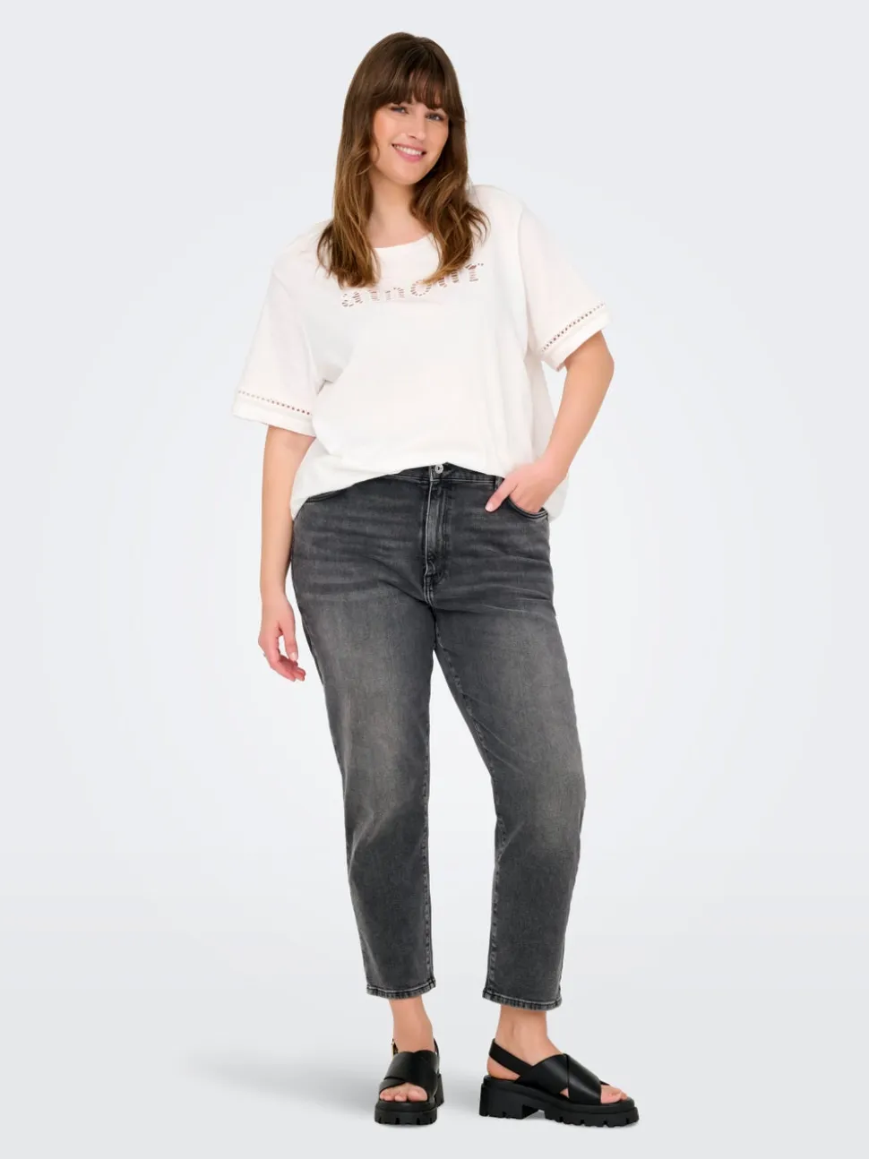 CAREMILY Wysoka talia Krój prosty Jeans