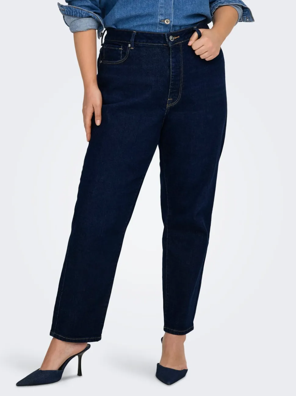CAREMILY Wysoka talia Krój prosty Do kostek Jeans