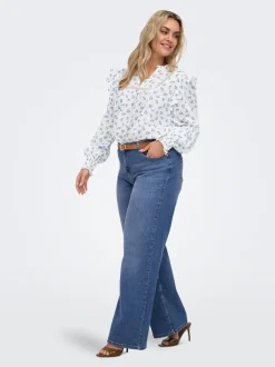 CARJULLES Średnia talia Krój wide leg Jeans