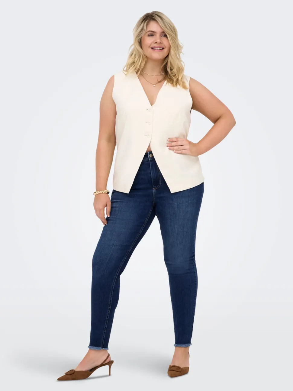 CARLACE Średnia talia Krój skinny Do kostek Jeans