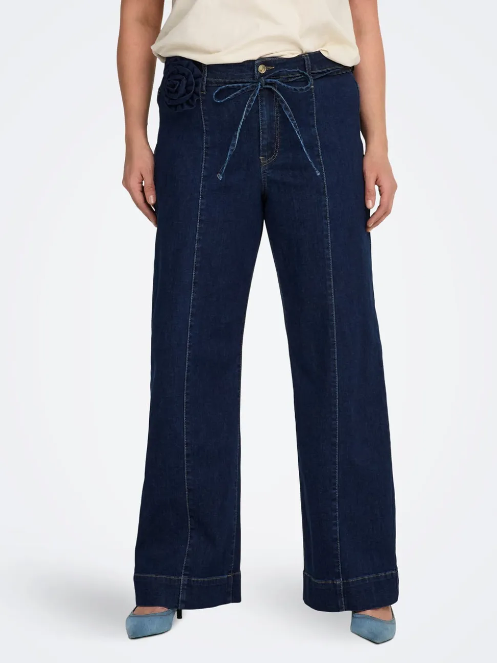 CARMADISON Wysoka talia Krój wide leg Jeans