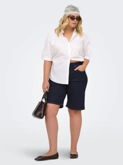 CARWILLY Wysoka talia Krój wide leg Jeansowe szorty
