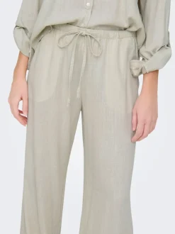 JDYCAYA Krój wide leg Len Spodnie