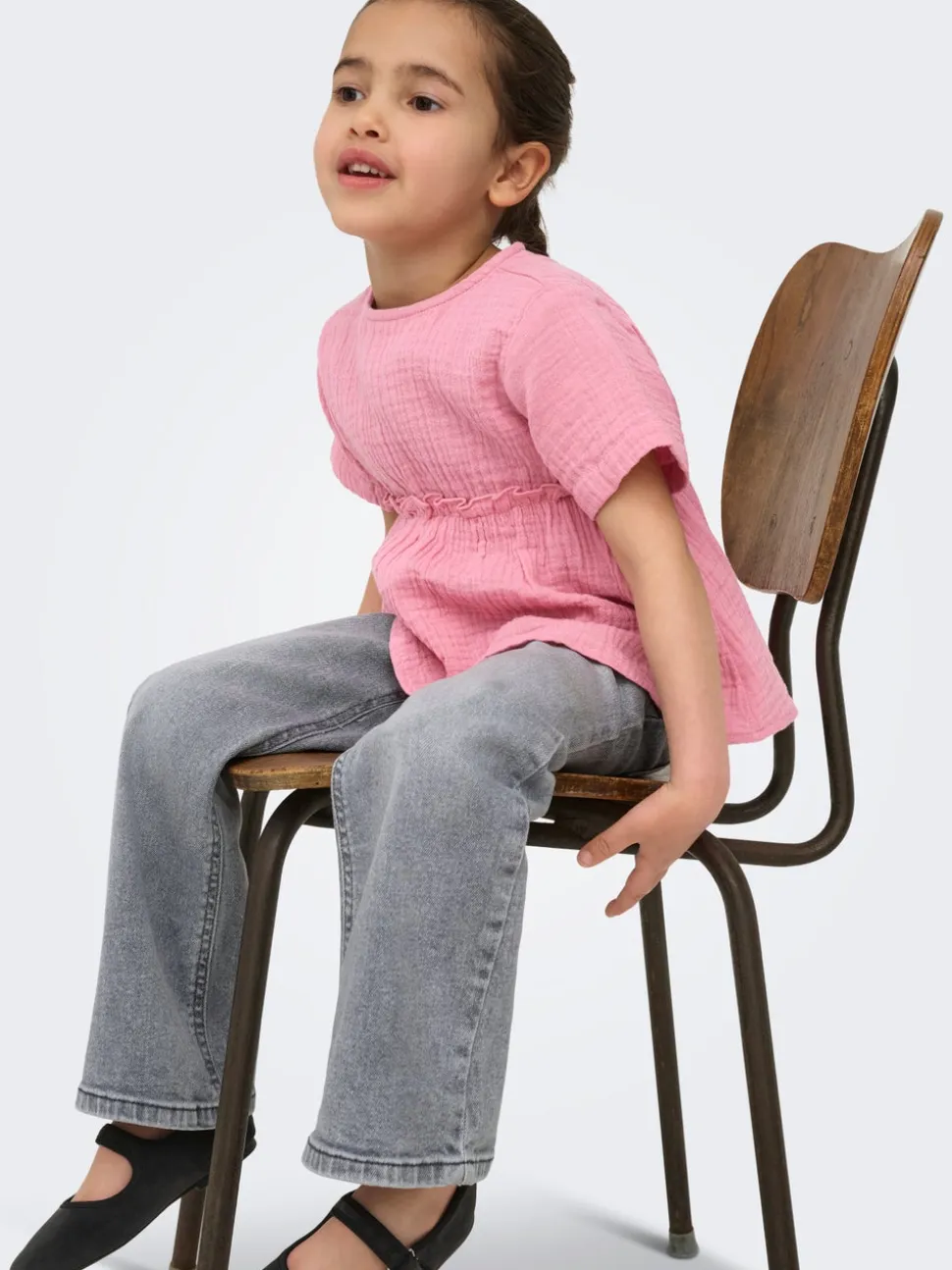KMGJUICY Średnia talia Krój wide leg Jeans