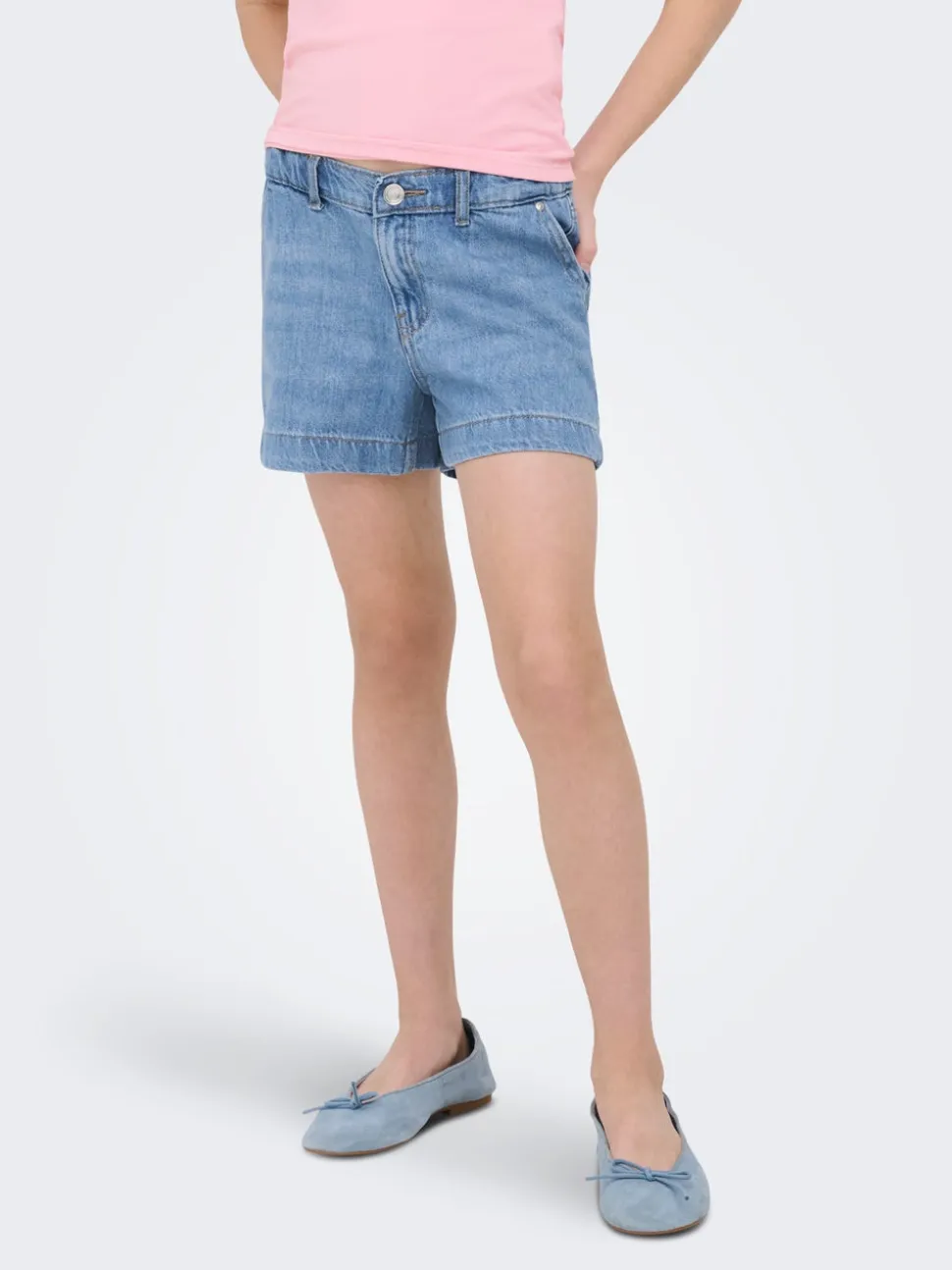 KOGCOMET Średnia talia Krój wide leg Jeansowe szorty