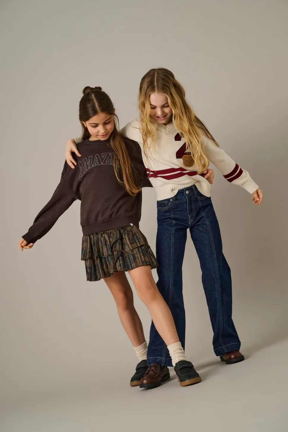 KOGHOPE Wysoka talia Krój wide leg Do kostek Jeans