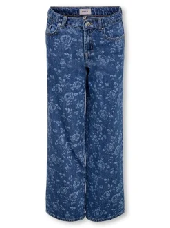 KOGHOPE Wysoka talia Krój wide leg Do kostek Jeans