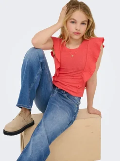 KOGMADISON Średnia talia Krój wide leg Jeans