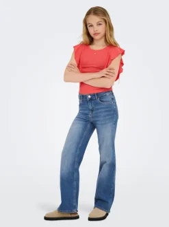 KOGMADISON Średnia talia Krój wide leg Jeans