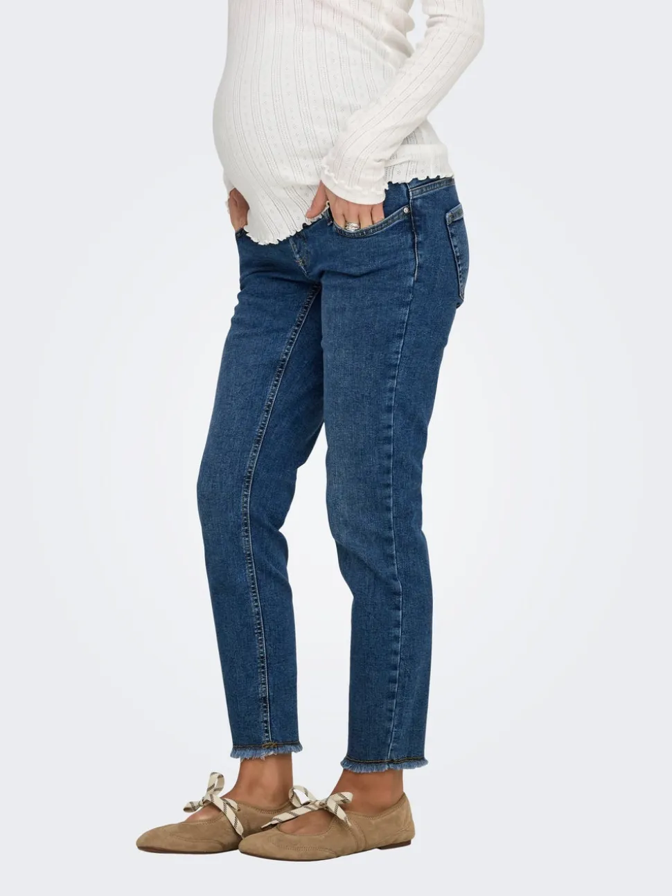 OLMBLUSH Średnia talia Krój skinny Do kostek Jeans